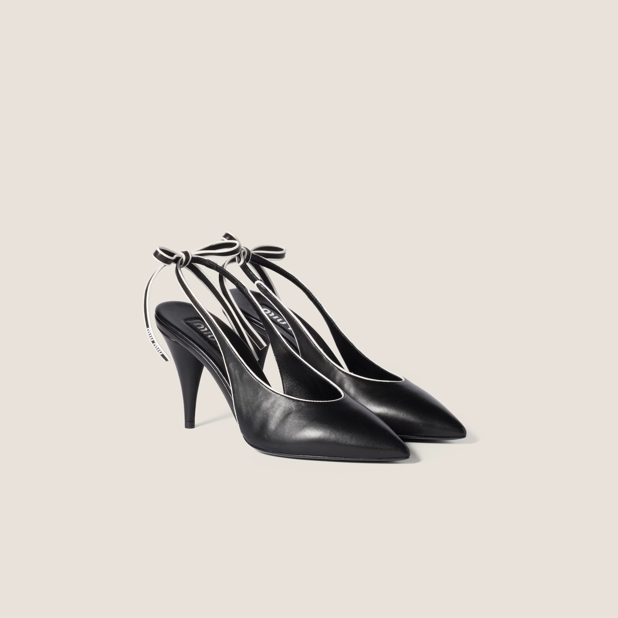 【関税&送料込】Miu Miu Nappa Slingbacks Miu Miu Nappa Leather Slingback Pumps in Black/White — UFO